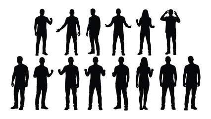 Diverse human silhouettes collection isolated on white background, Vector