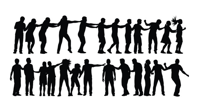 Dancing people silhouettes isolated on white background, Vector