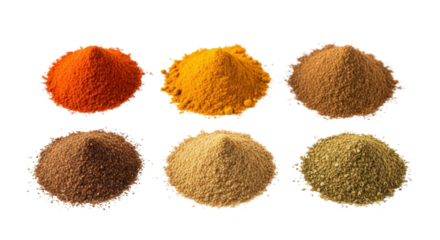 Variety of colorful culinary spices for cooking isolated PNG with Transparent Background