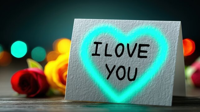 Romantic gesture love note cozy setting card design soft lighting close-up view heartfelt message for special occasions