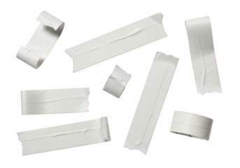 Several pieces of white tape isolated on transparent background