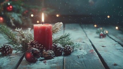 christmas candle and decorations