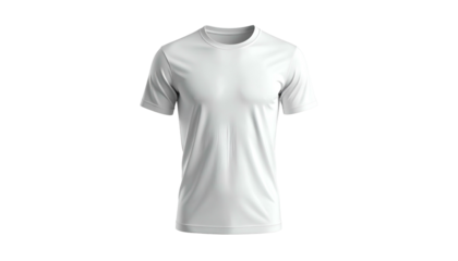 Isolated white crew-neck t-shirt with short sleeves against black backdrop