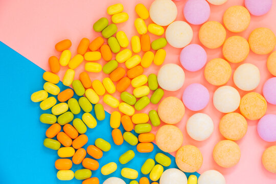 Candy on the colorful background