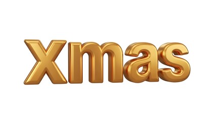 Golden Xmas 3D Text on Transparent Background - Christmas Holiday Lettering Icon