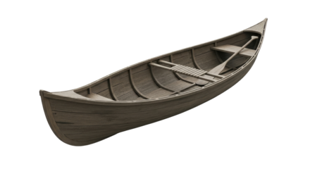 Old vintage canoe with paddle isolated PNG with Transparent Background