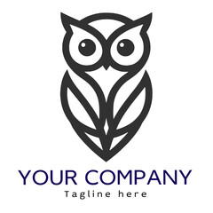 Logo or icon, owl, minimalist, transparent background
