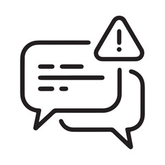 Chat message notification with warning symbol icon
