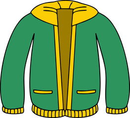 Green hoodie jacket with yellow details