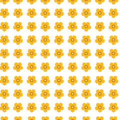 PrintA seamless vector pattern featuring small yellow flowers with orange centers on a white background. Ideal for textile, wallpaper, wrapping paper, and digital projects.
