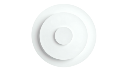 White circular layered design on black background, minimalist and abstract