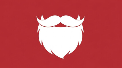 Minimalist white santa claus beard and mustache silhouette on a vibrant red background perfect for christmas holiday designs and festive celebrations