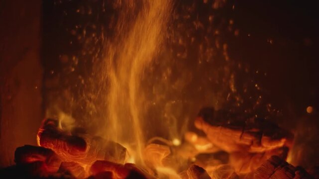 fire in the fireplace