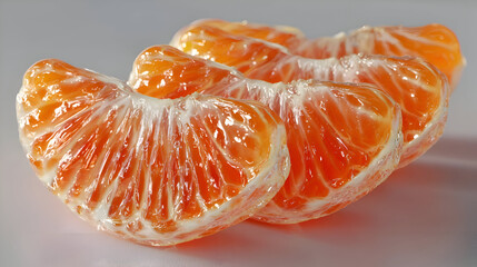 Vibrant Orange Tangerine Segments Stacked on White Surface