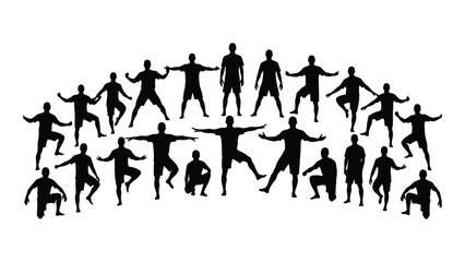 Dynamic human silhouettes in various poses isolated on white background, Vector