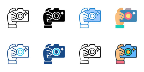 Photography icon set multiple style vector collection. Editable Stroke 
