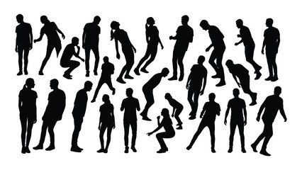 Diverse human silhouettes collection isolated on white background, Vector