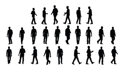 People walking silhouette collection isolated on white background, Vector