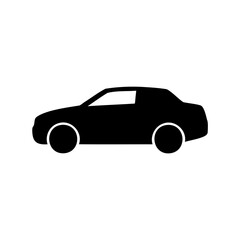 Fototapeta premium Simple black car silhouette icon on a clean white background Vector, illustration