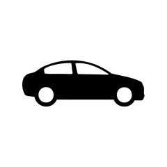 Fototapeta premium Black sedan car silhouette icon simple vector illustration Vector, illustration
