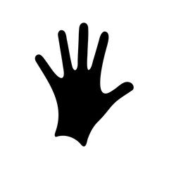 Obraz premium Black silhouette of an open human hand with five fingers Vector, illustration