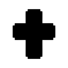 Black geometric plus sign cross symbol with squared edges Vector, illustration