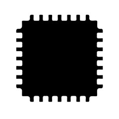 Electronic microchip component black silhouette icon design Vector, illustration