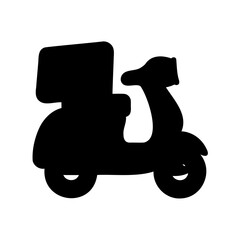 Delivery scooter with package box silhouette vector graphic Vector, illustration
