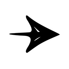 Abstract black arrow pointing right, dynamic graphic symbol Vector, illustration