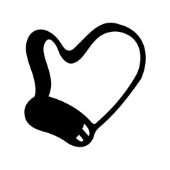 Black hand drawn heart shape icon, doodle style, love symbol Vector, illustration