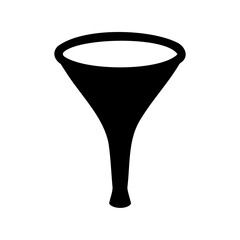 Black funnel icon illustration representing data filtration process Vector, illustration