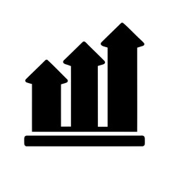 Three upward arrows symbol of growth progress and success Vector, illustration