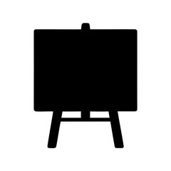 Black silhouette of an artist's easel with canvas on white Vector, illustration