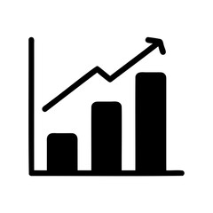 Growth bar chart icon with upward trend line for progress Vector, illustration