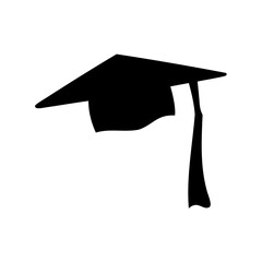 Graduation cap silhouette with tassel, academic achievement Vector, illustration