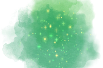 Sparkling green watercolor wash with twinkling stars creates a magical, dreamy backdrop perfect for St Patrick's Day designs and whimsical projects