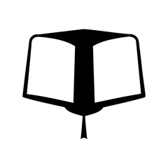 Minimalist black academic graduation cap icon with tassel Vector, illustration