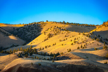 Scenic Overlook at Painted Hills of John Day Fossil Beds National Monument at Sunset