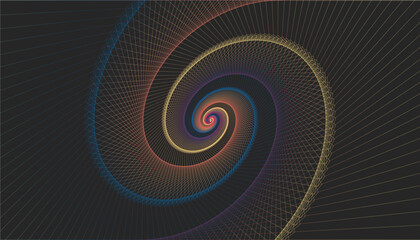 Colorful Geometric Spiral Wireframe 3D Abstract Pattern