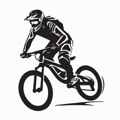 Fototapeta premium Extreme Downhill Biker Logo Design on white background