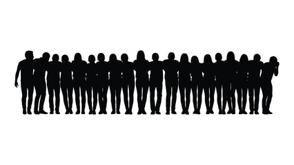Diverse group silhouette isolated on white background, Vector