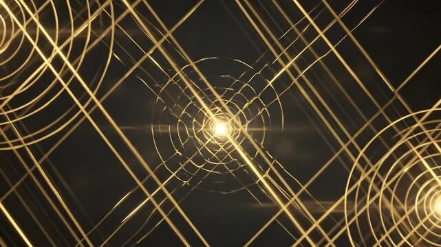 Luxurious gold lines dance across a dark gradient, seamless abstract motion