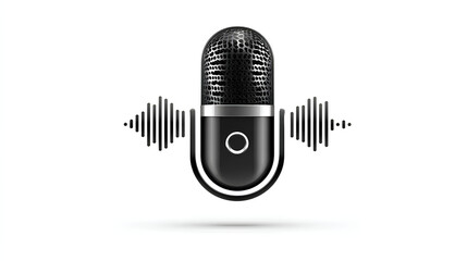 Ai voice generator black icon isolated with white background Clipping path Flat lay Stock Illustration
