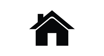 A simple black house shape stands out against a white background a striking silhouette