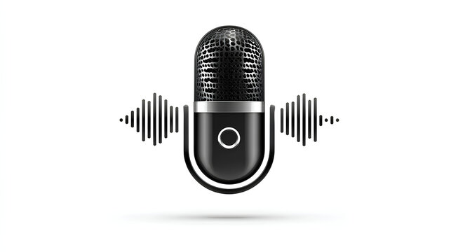 Ai voice generator black icon isolated with white background Clipping path Flat lay Stock Illustration 
