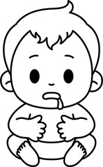 배고픈 아기 흑백