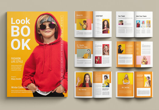 Look Book Layout with Yellow Accents