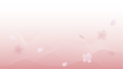 桜の花と曲線の抽象的な背景イラスト