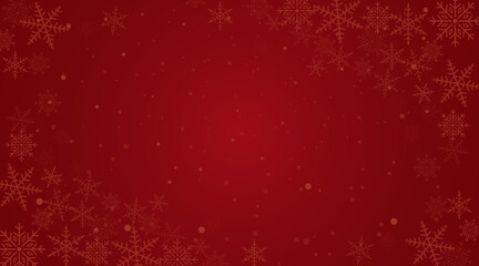 Elegant Christmas Red Background with Subtle Snowflakes. Christmas festive red background with snow falling