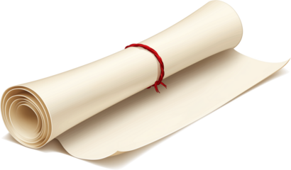 Graduation Diploma & Scroll PNG isolated on white background.